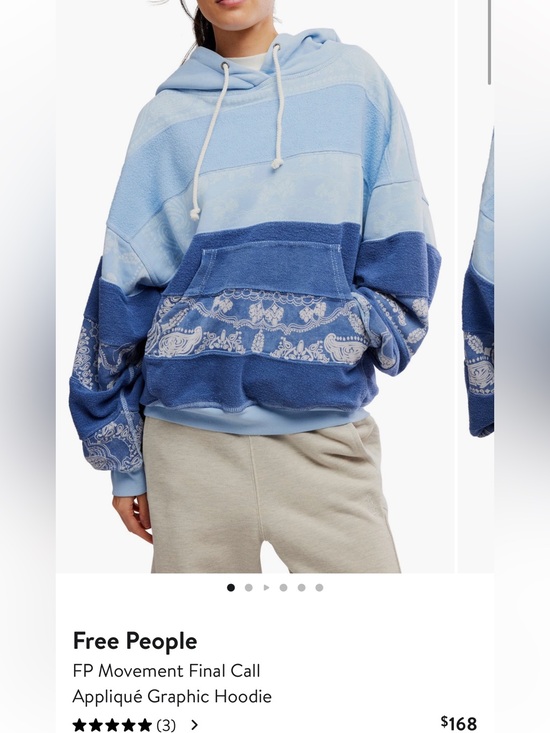 Free People Sweaters - New❤️Free People FP movement Blue Appliqué Stripe Hoodie M